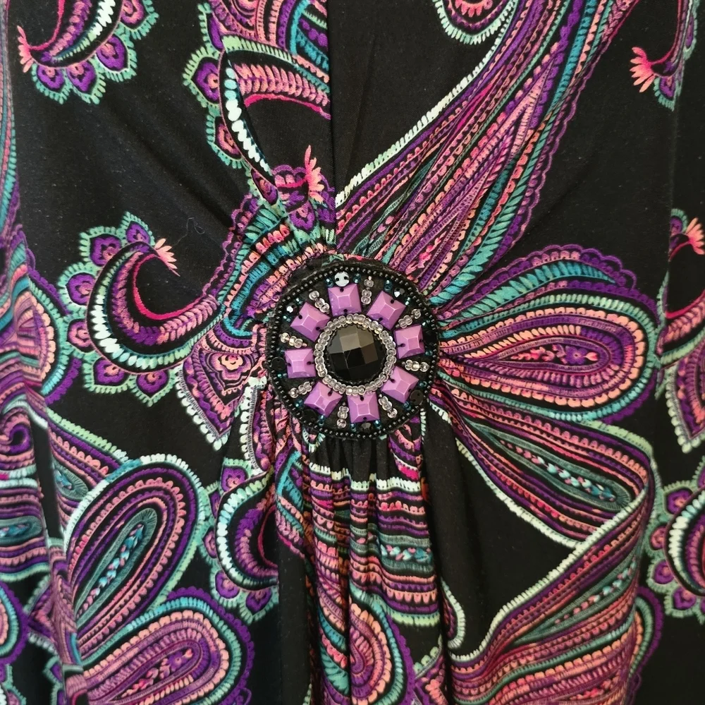 Catherines | 2X | Embellished Flutter Sleeve Maxi Dress - Picture 4 of 6